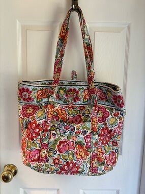Vintage Vera Bradley Floral Quilted Tote Bag - Pink Multi
